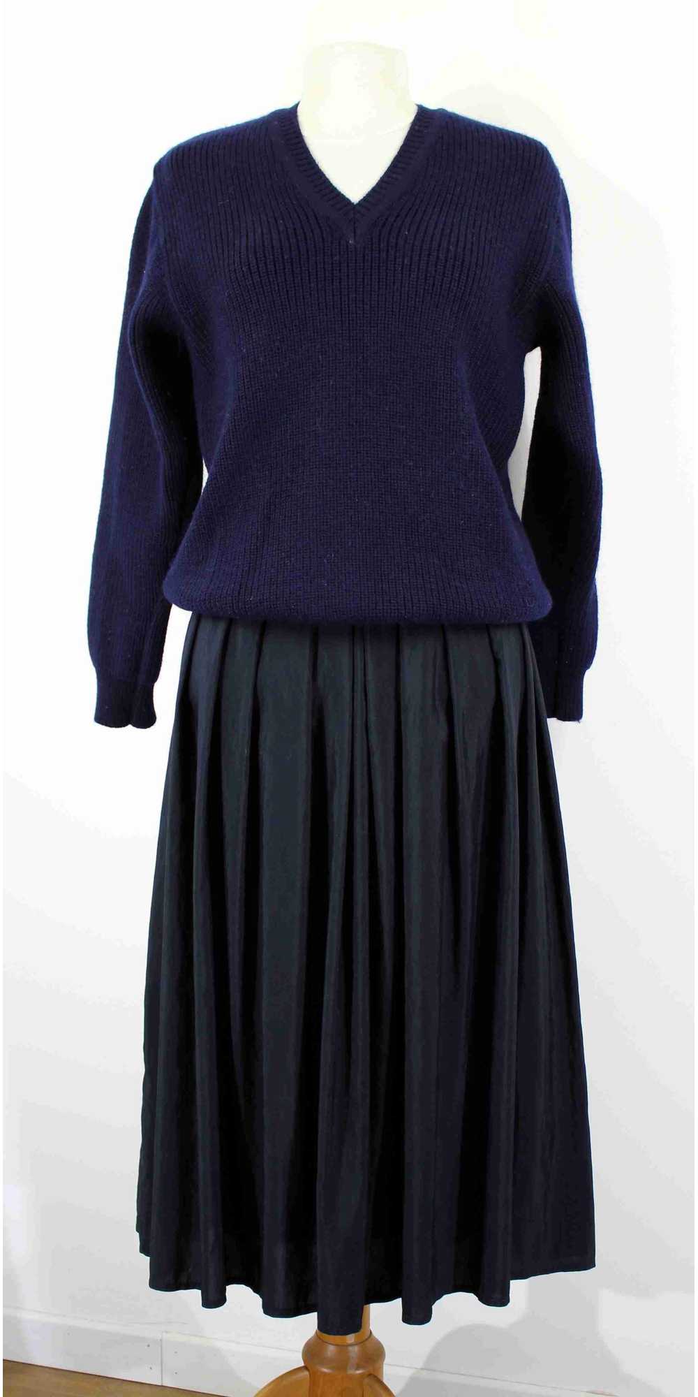 80's skirt - Navy blue midi skirt Made in France … - image 6
