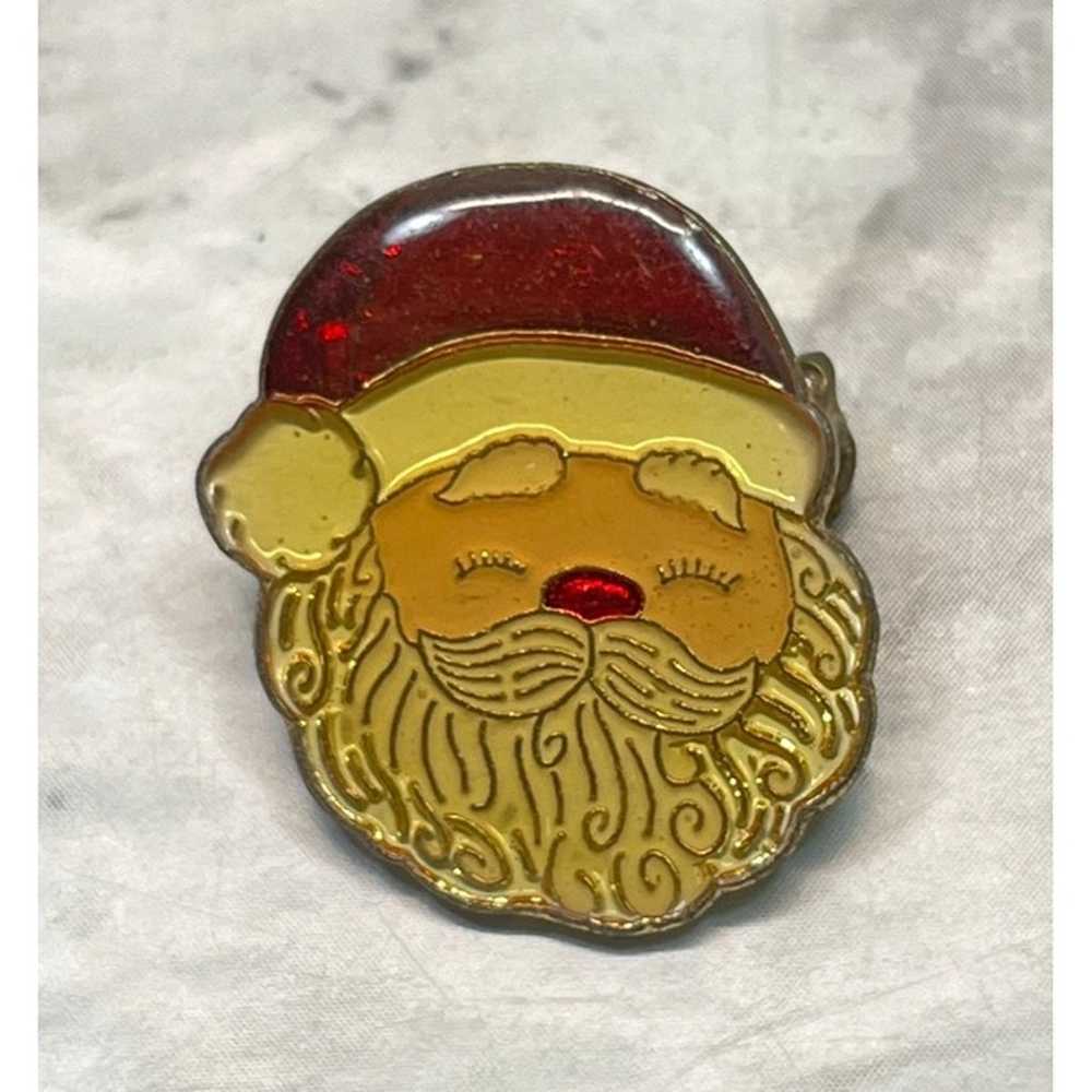 Vintage Christmas Pin Santa Claus Face Brooch Jol… - image 6