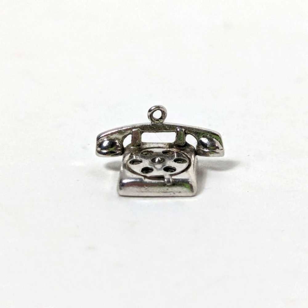Vintage Sterling Silver Rotary Telephone Charm - image 2