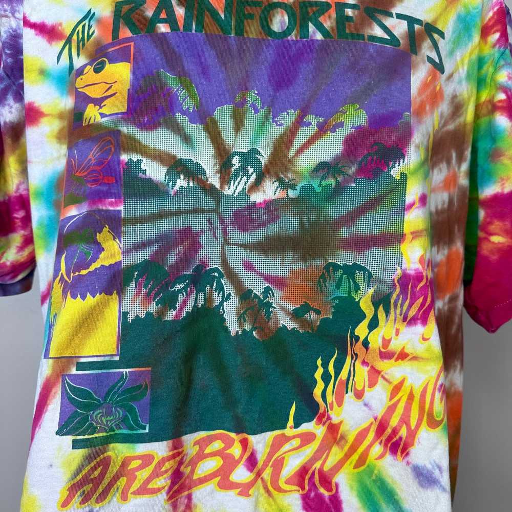 1990s The Rainforests are Burning Tie Dye T-Shirt… - image 2