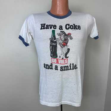 Vintage Arabic Coca Cola T Shirt 70s Red Stedman Paper Thin Soft Distressed  Small 