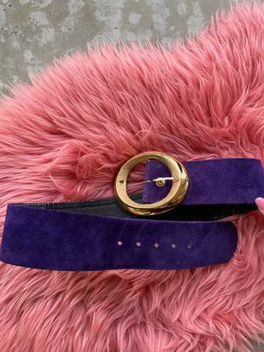 Vintage 80s "St. John" Purple Suede Statement Bel… - image 1