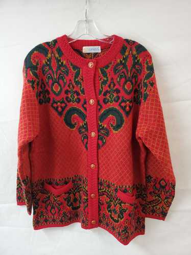 Camela Wool Button Up Red Sweater Size 38