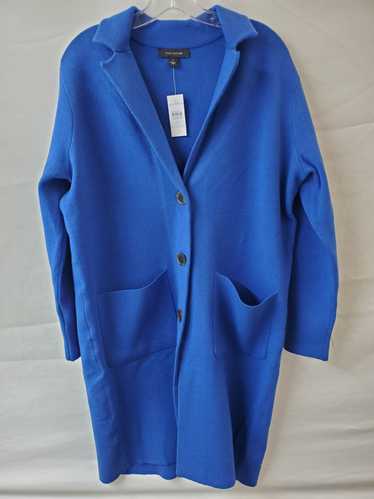 Ann Taylor Long Bright Blue Thick Cardigan Button 