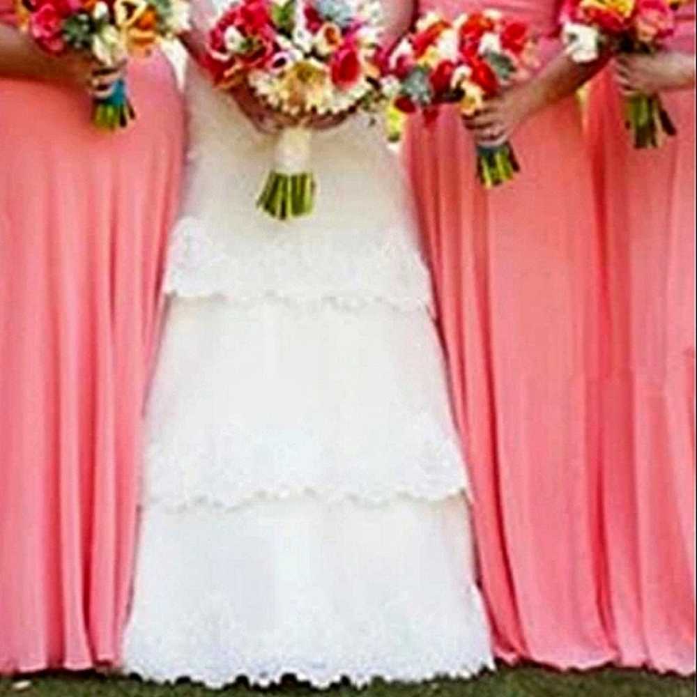 Bridesmaid Dress PINK CORAL Gown Chiffon Goddess … - image 2