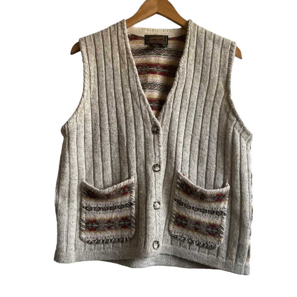 Eddie Bauer Vintage Wool Sweater Vest Size Medium - image 3