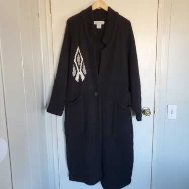 Vintage Diversity Knit Coat Women's M Black Duster