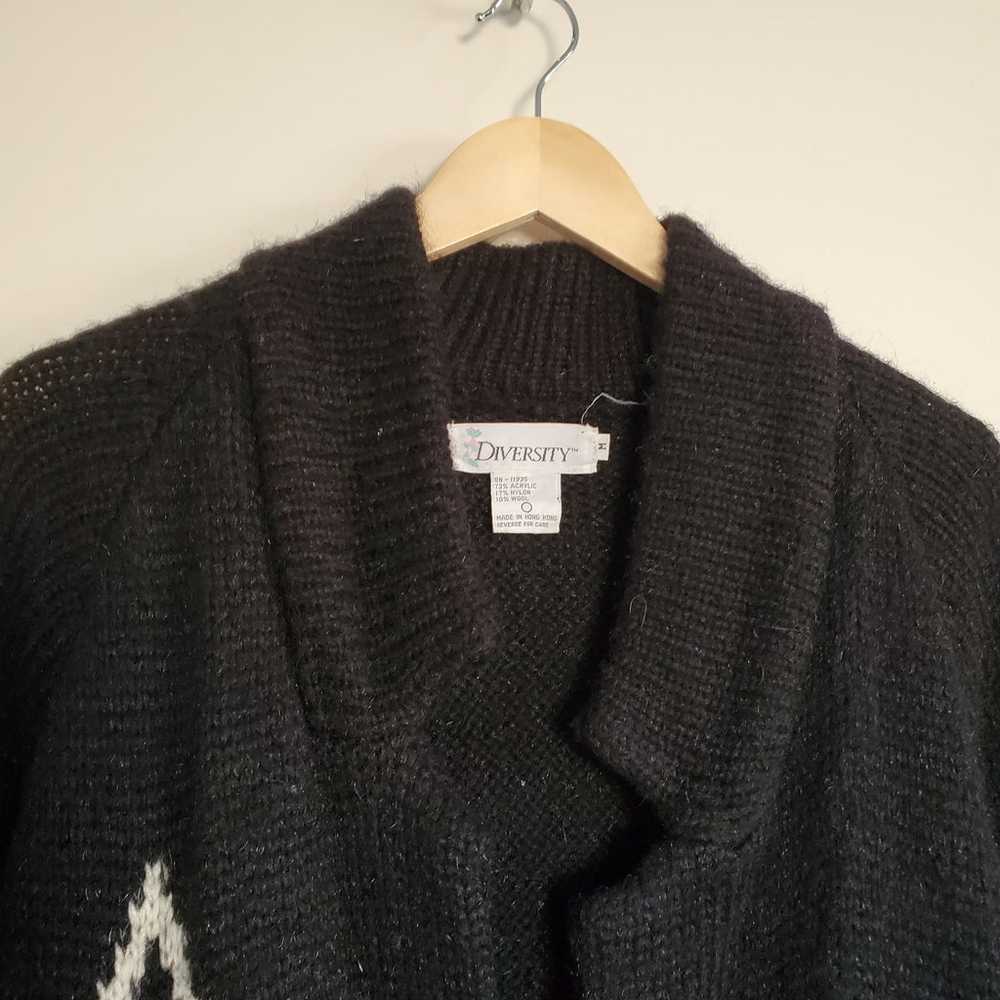 Vintage Diversity Knit Coat Women's M Black Duste… - image 2
