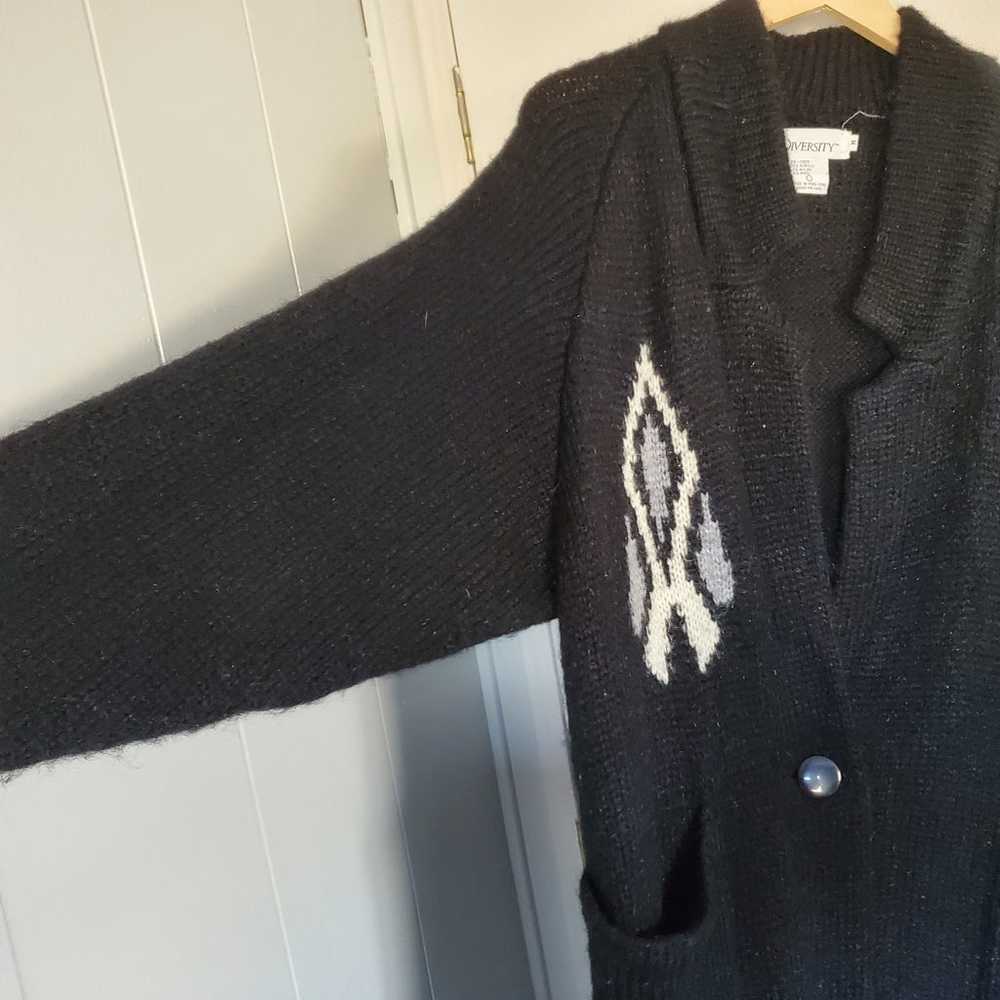 Vintage Diversity Knit Coat Women's M Black Duste… - image 3
