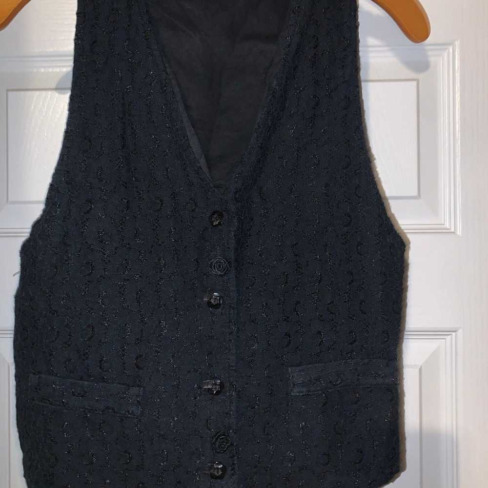 Pierre Cardin Black Lace Vest Ladies Small Vintag… - image 3