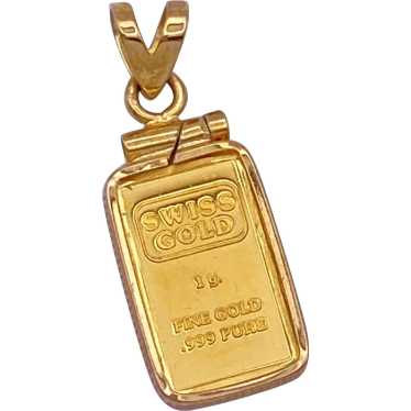 Swiss 999 Fine Gold Bar in Gold in Sterling Silve… - image 1