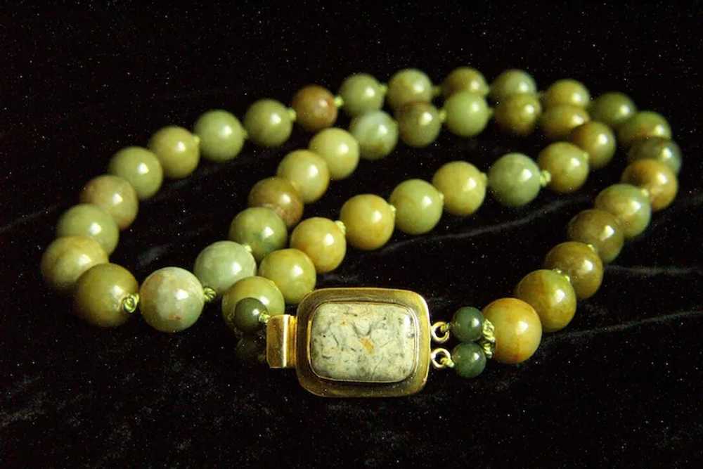 Extremaly Rare Vintage Honey Green Jadeite Jade N… - image 9