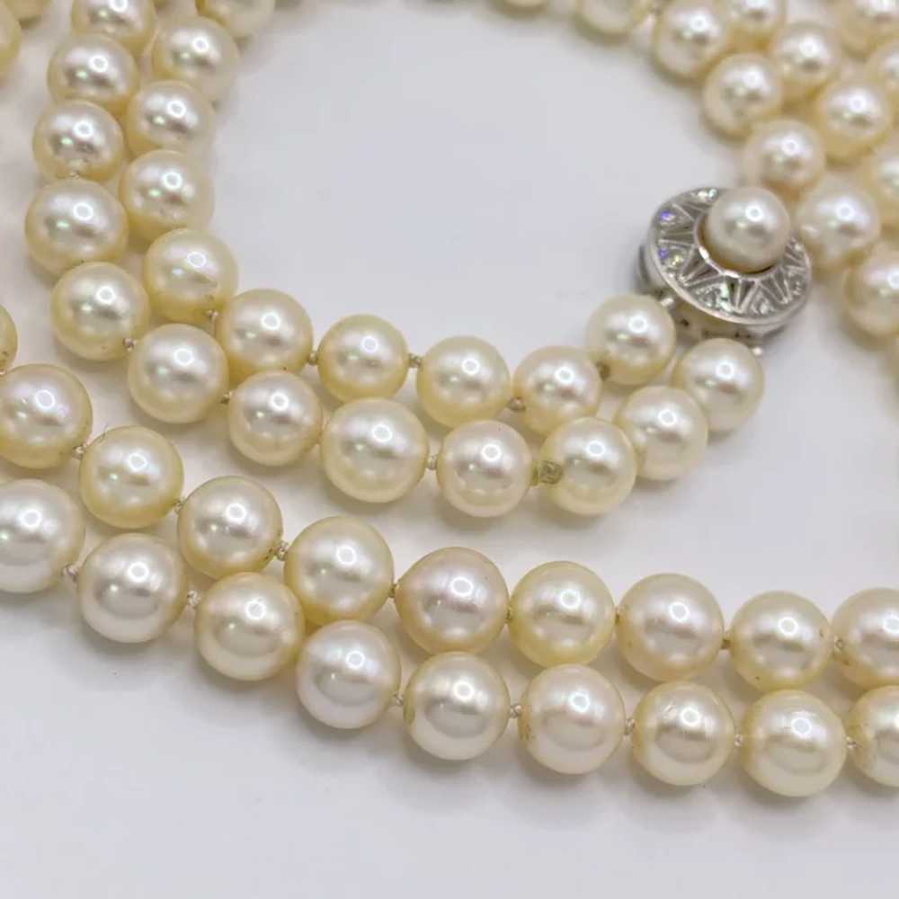 Double Row Cultured Pearl Necklace 23" Length 14K… - image 5