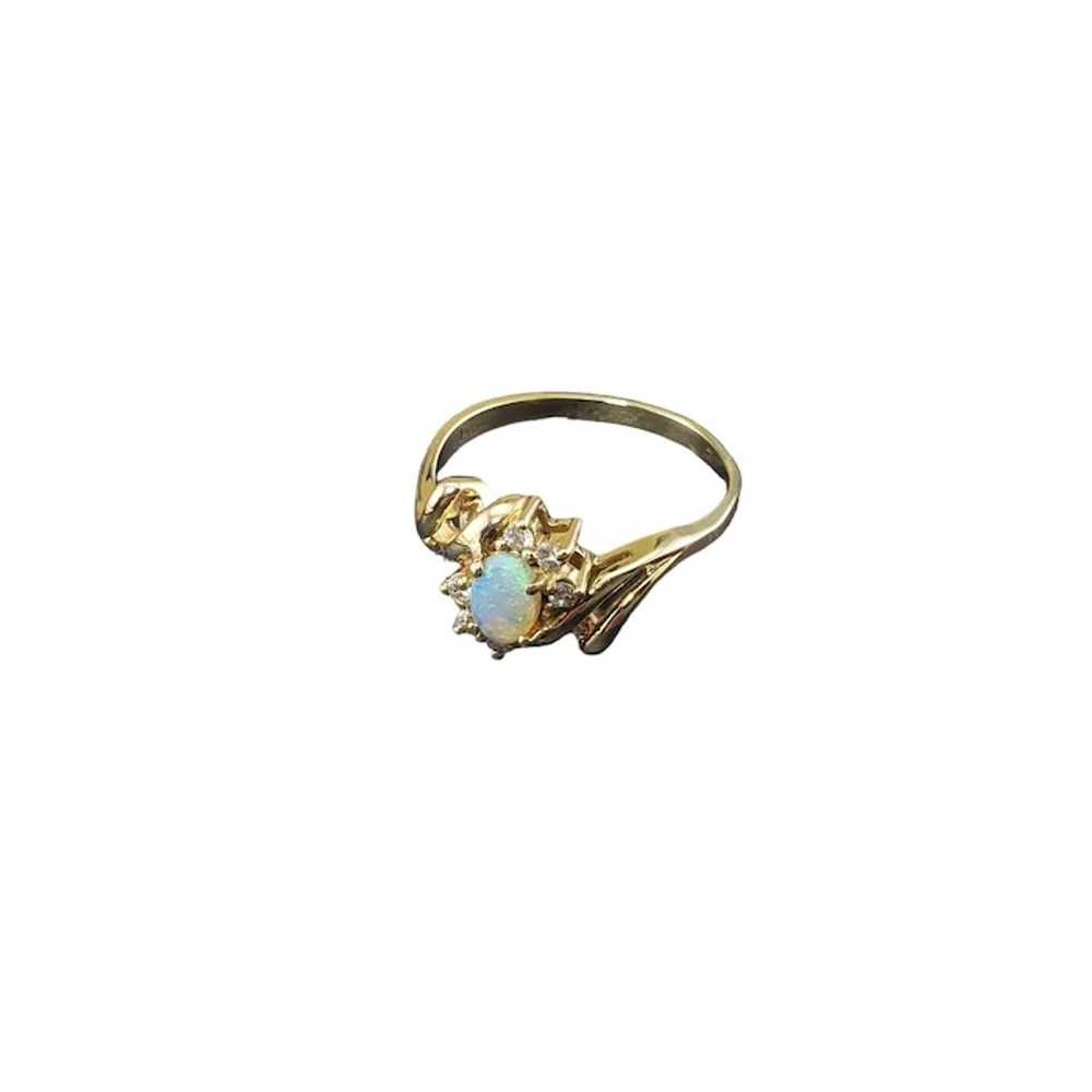 14 Karat Yellow Gold Opal and Diamond Ring Size 8… - image 2