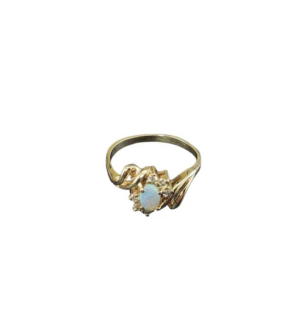 14 Karat Yellow Gold Opal and Diamond Ring Size 8… - image 4