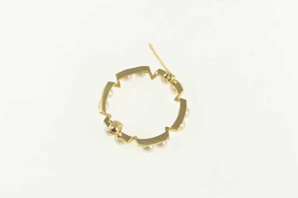 14K Vintage Pearl Retro Circle Fashion Pin/Brooch… - image 3