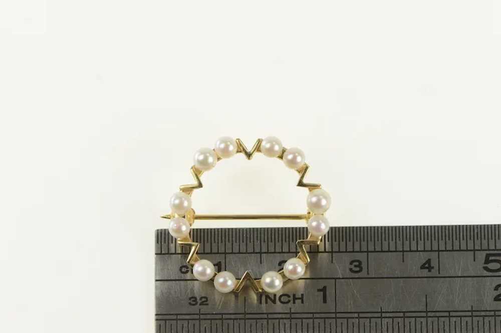 14K Vintage Pearl Retro Circle Fashion Pin/Brooch… - image 4