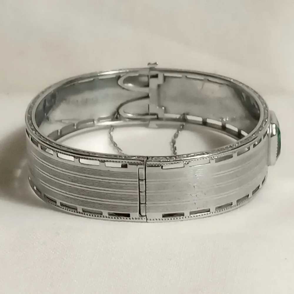 NuWite R&G Co Art Deco hinged bangle bracelet gre… - image 2