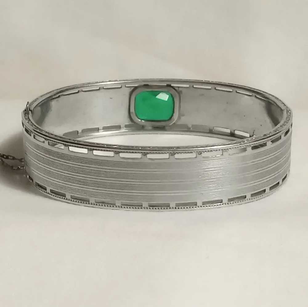 NuWite R&G Co Art Deco hinged bangle bracelet gre… - image 3