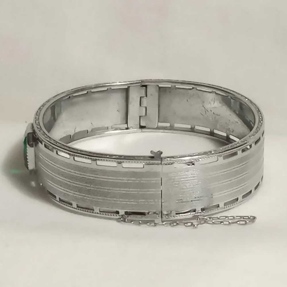 NuWite R&G Co Art Deco hinged bangle bracelet gre… - image 4