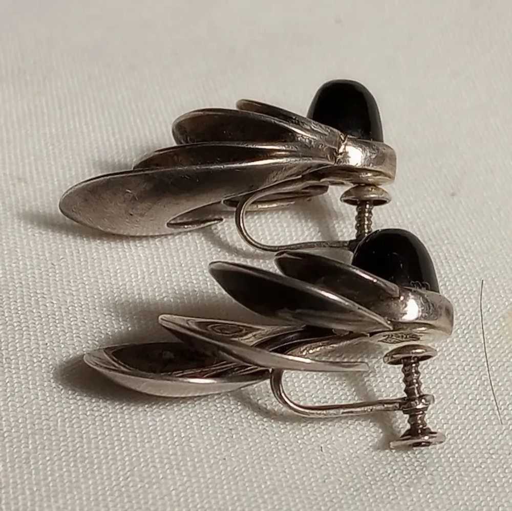 Antonio Pineda Taxco 970 silver earrings onyx scu… - image 2
