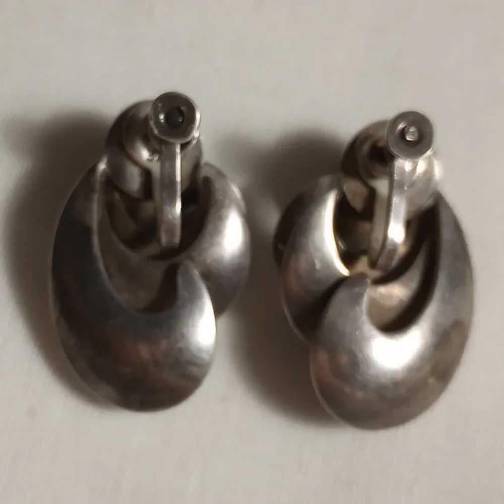 Antonio Pineda Taxco 970 silver earrings onyx scu… - image 3