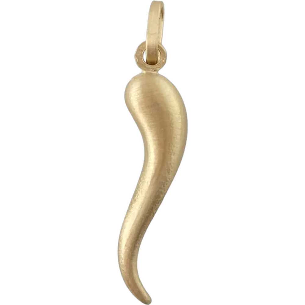 14K Yellow Gold Italian Horn Pendant #16447 - image 1