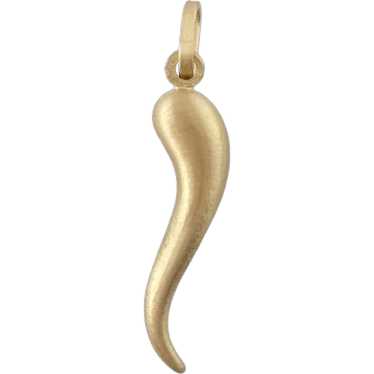 14K Yellow Gold Italian Horn Pendant #16447 - image 1