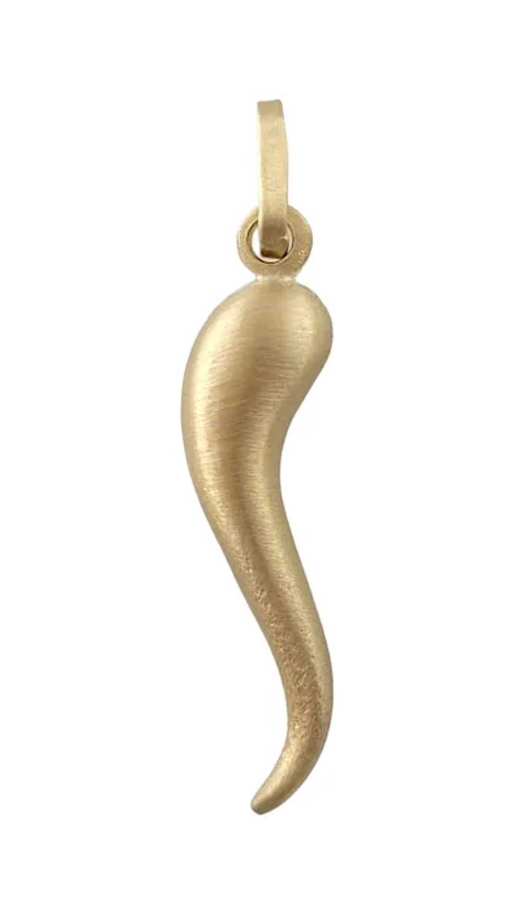 14K Yellow Gold Italian Horn Pendant #16447 - image 4