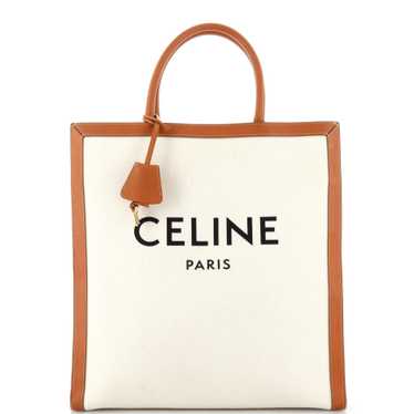 CELINE Vertical Cabas Tote Canvas with Leather Lar