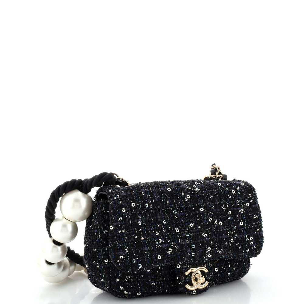 CHANEL Pearl Handle Flap Bag Quilted Tweed Mini - image 2