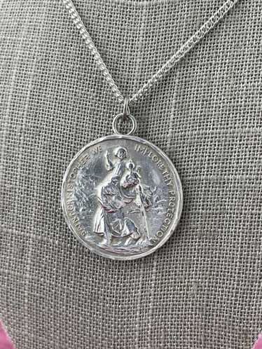 Vintage Sterling Silver Coin Necklace