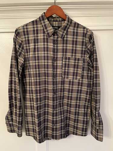 A.P.C. Button Up - Navy and Beige Plaid