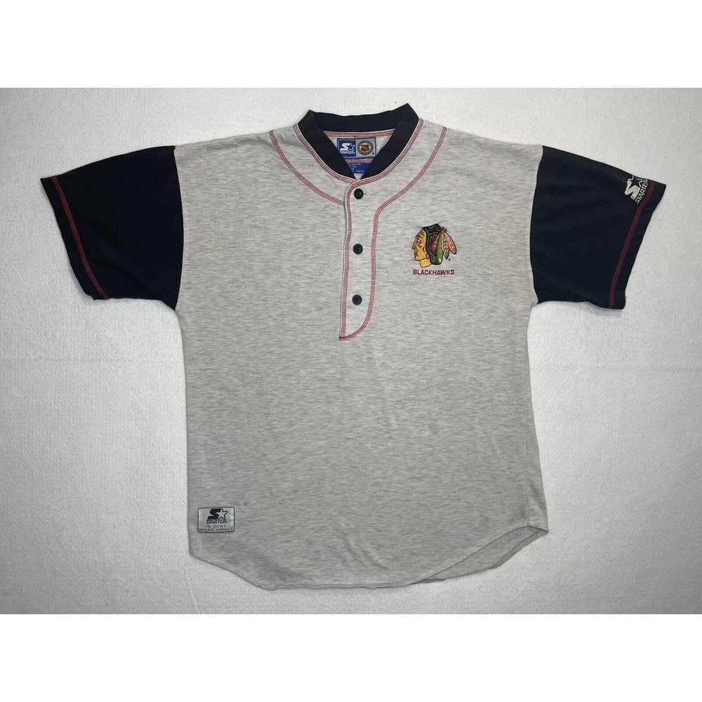 Starter Vtg 90s Starter Chicago Blackhawks Henley… - image 1