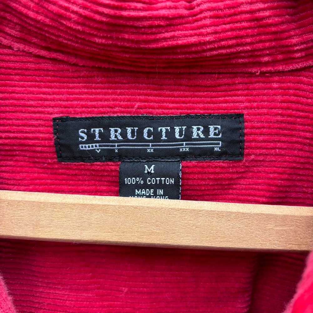 Structure × Vintage Y2K Red Corduroy Half Zip Shi… - image 3