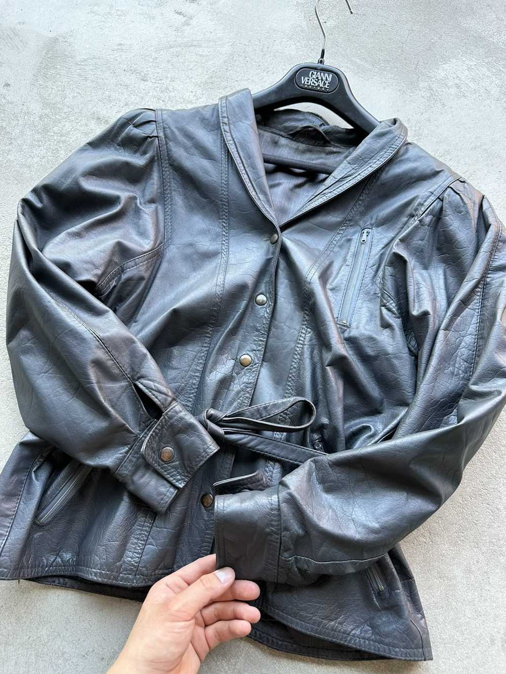 Leather × Leather Jacket × Vintage Vintage Genuin… - image 4