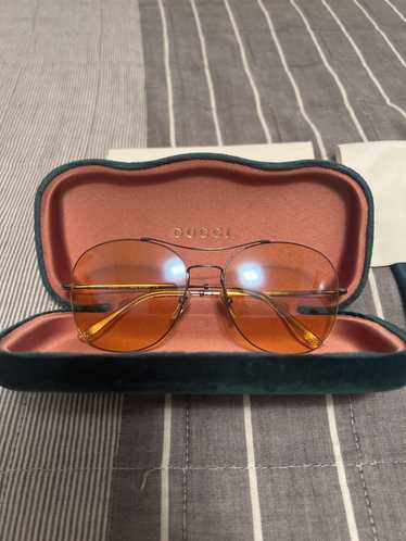 Gucci Pink and Gold Aviator Sunglasses