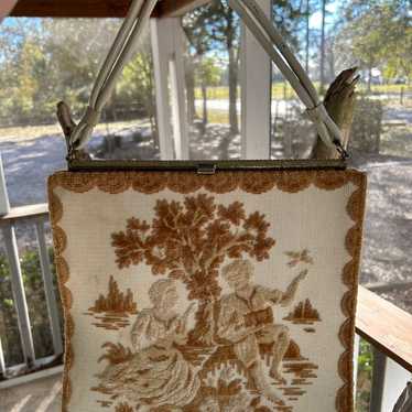 Vintage 50s-60s Tan Tapestry Purse - image 1