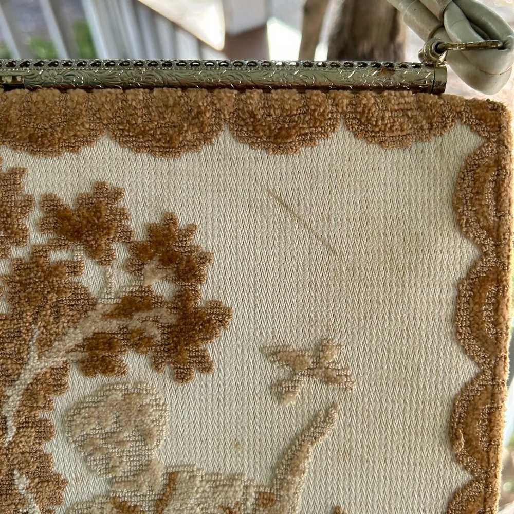 Vintage 50s-60s Tan Tapestry Purse - image 7