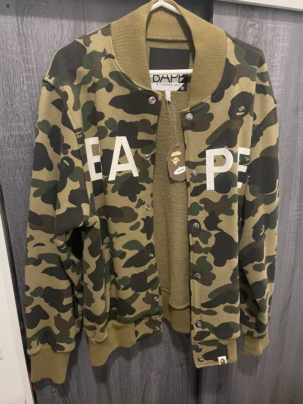 Bape OG BAPE M Green Camo Baseball / Varsity Jack… - image 1