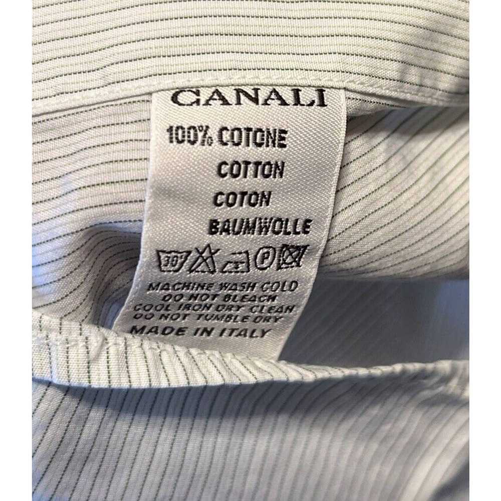 Canali Canali Men 17.5 44 Beige Pinstripe Button … - image 4