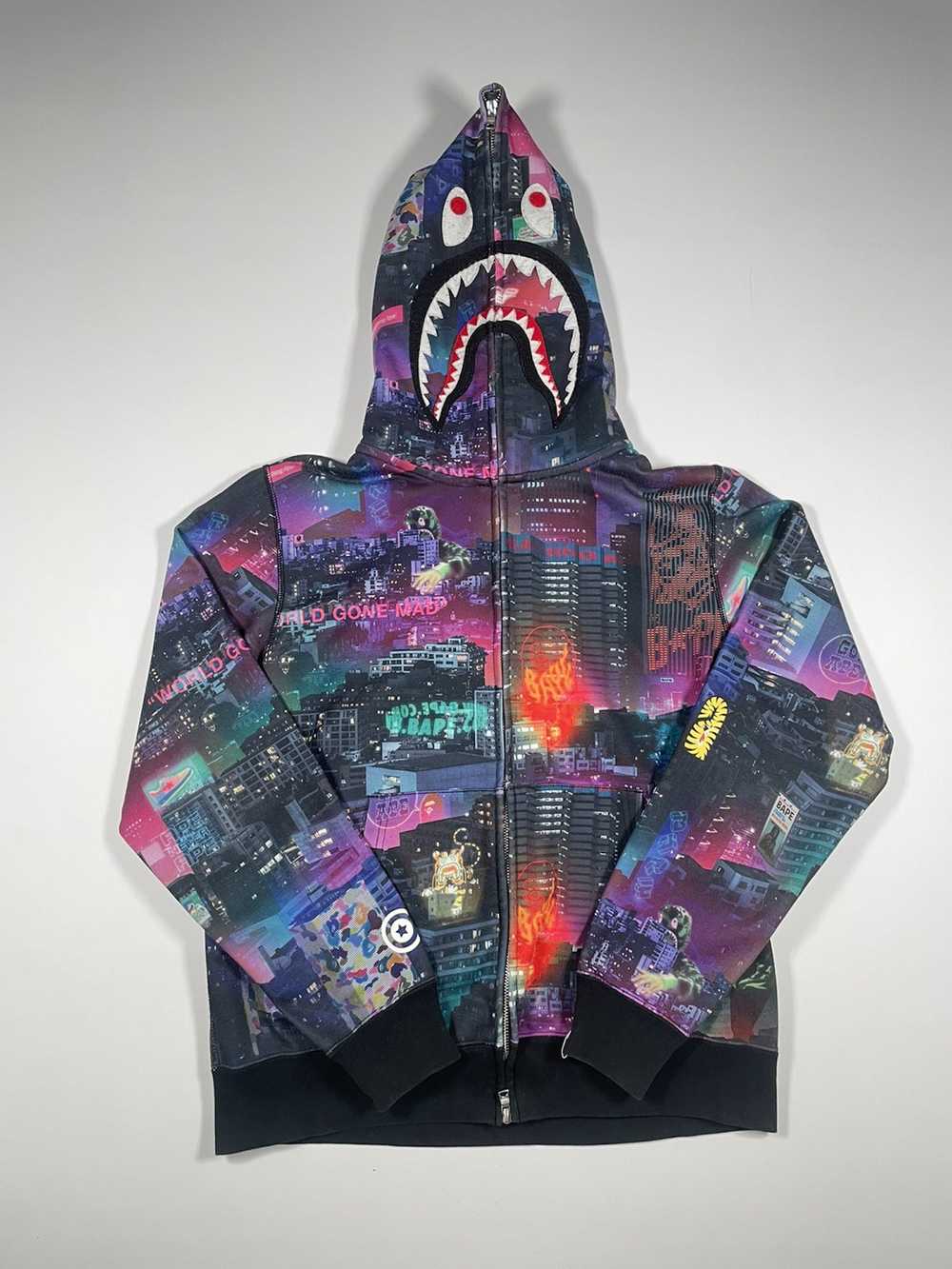 Bape Neon Tokyo Shark Full Zip Hoodie - image 1