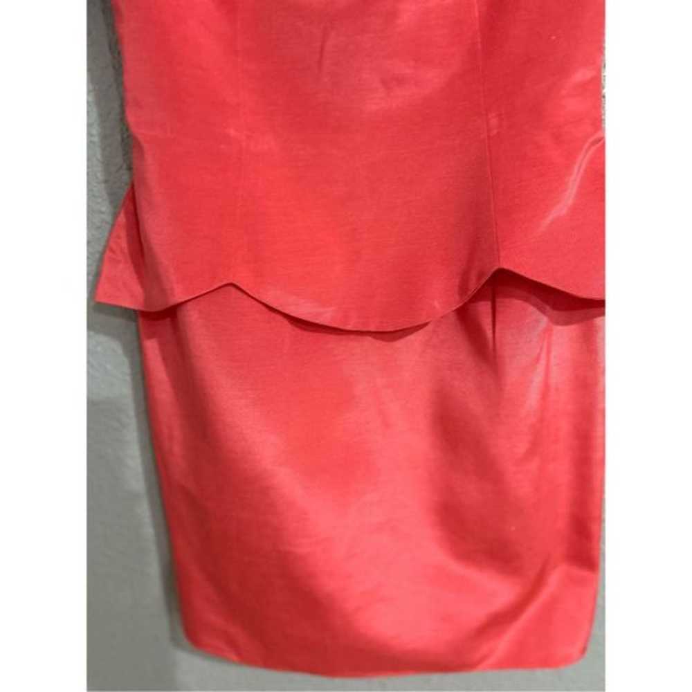 Vintage 80s Peach Pink Rayon Short Sleeve Peplum … - image 3