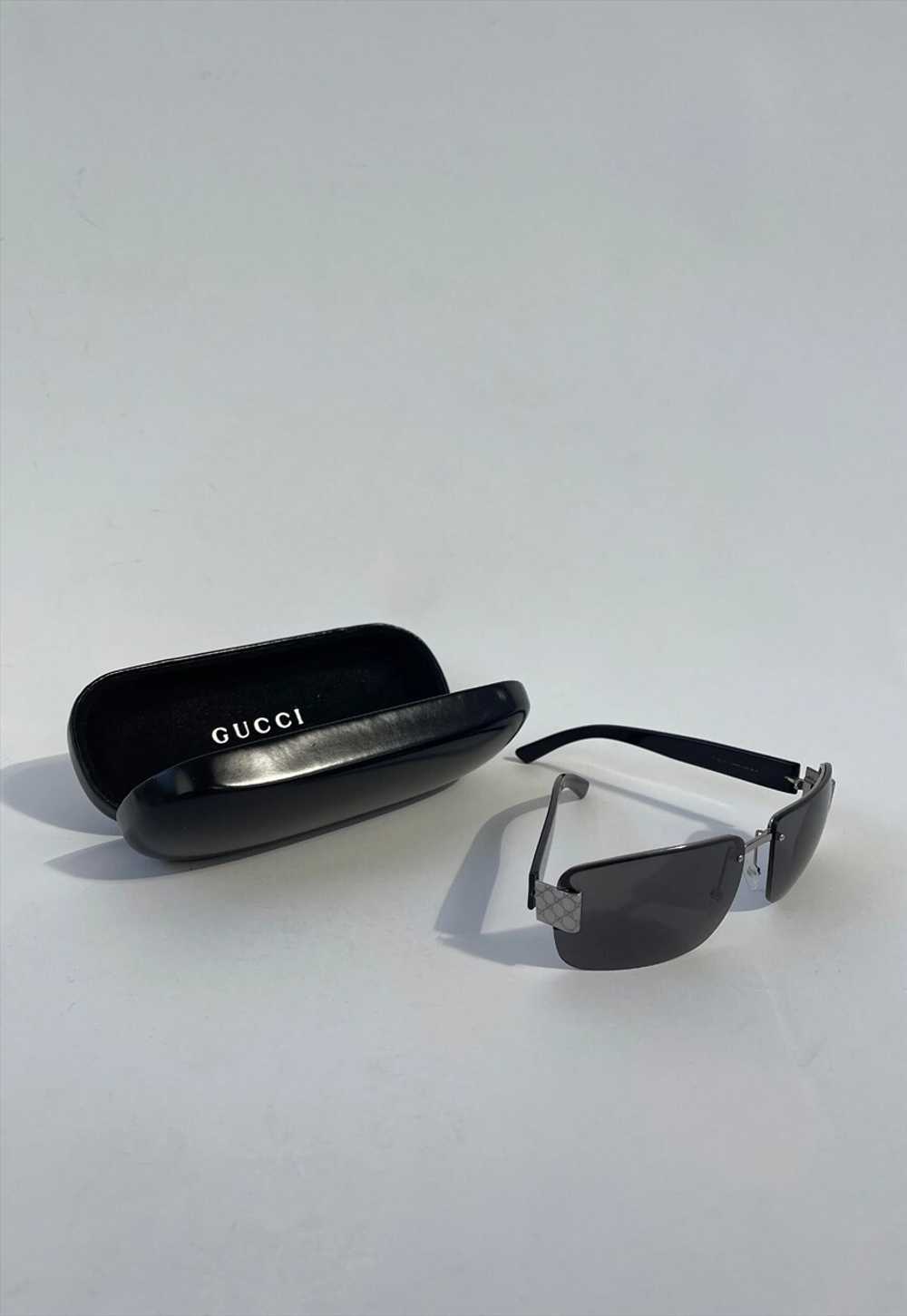 Gucci Sunglasses Vintage 90s Black Silver Rimless… - image 3