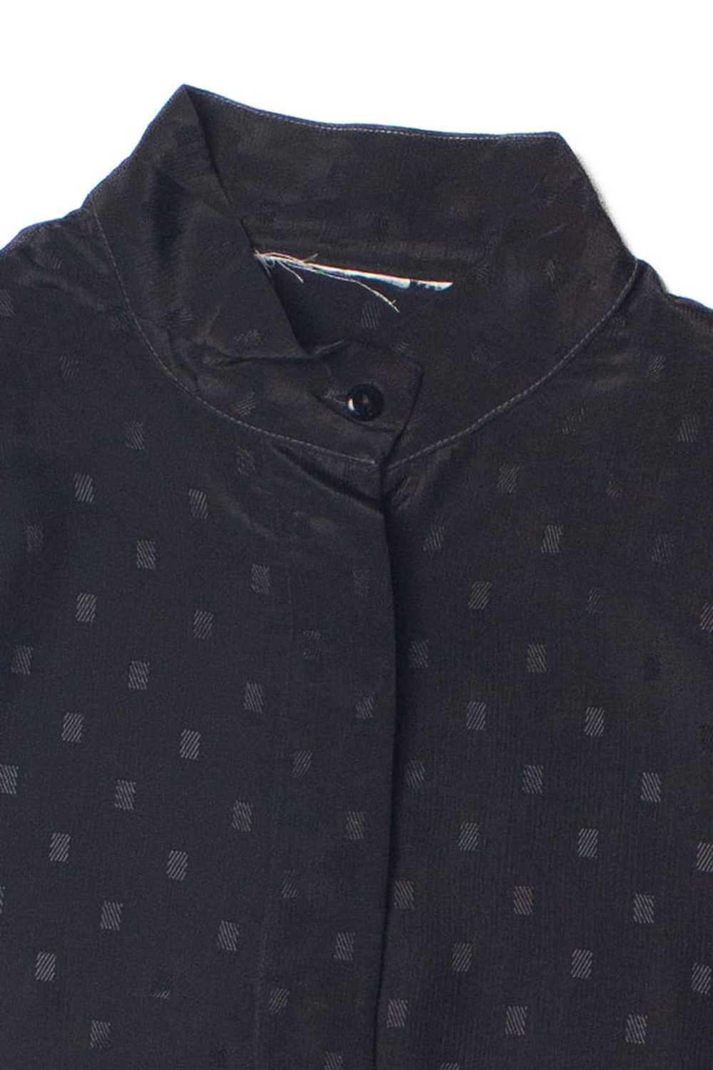 Vintage Lightweight Black Patterned Button Up Top - image 2