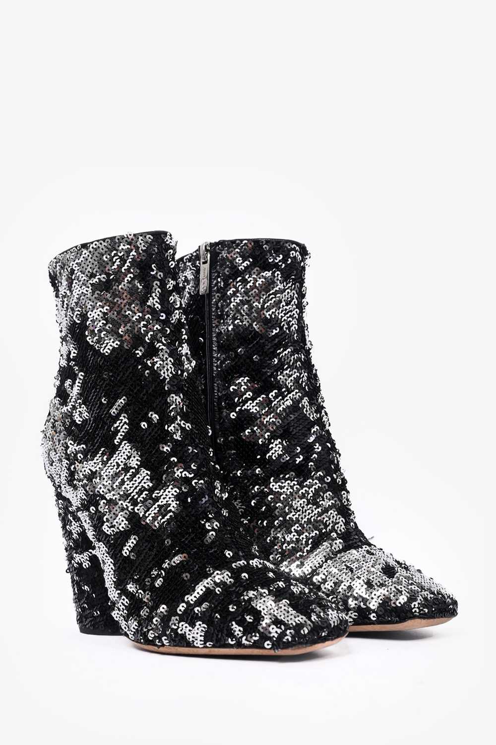 Jimmy Choo Black/Silver Sequin Heeled Boots Size … - image 2