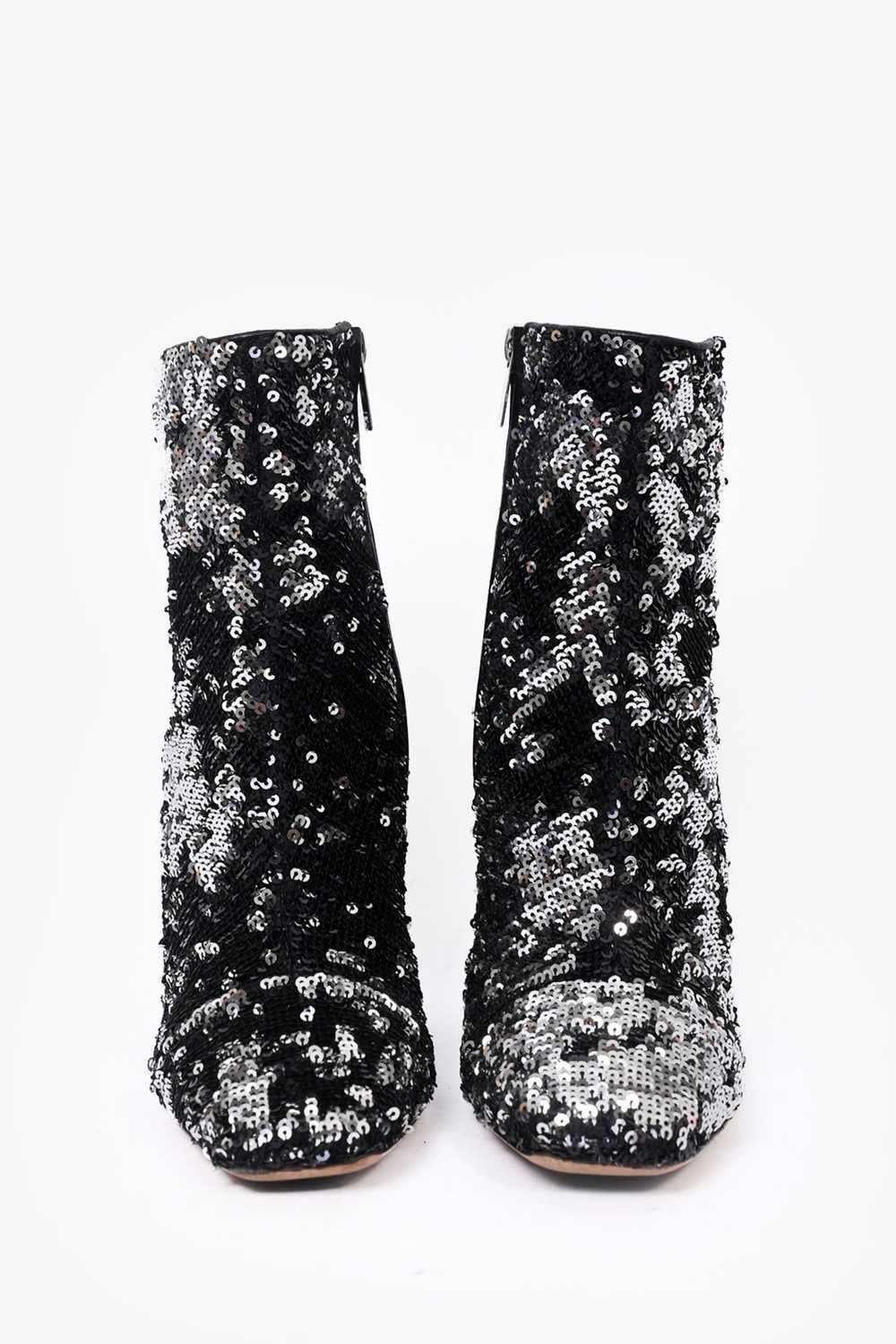 Jimmy Choo Black/Silver Sequin Heeled Boots Size … - image 3