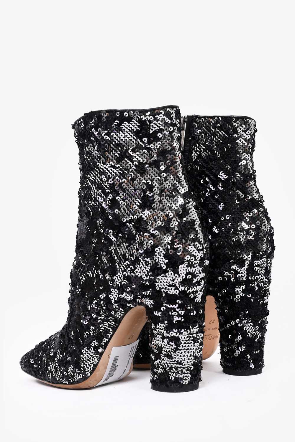 Jimmy Choo Black/Silver Sequin Heeled Boots Size … - image 4