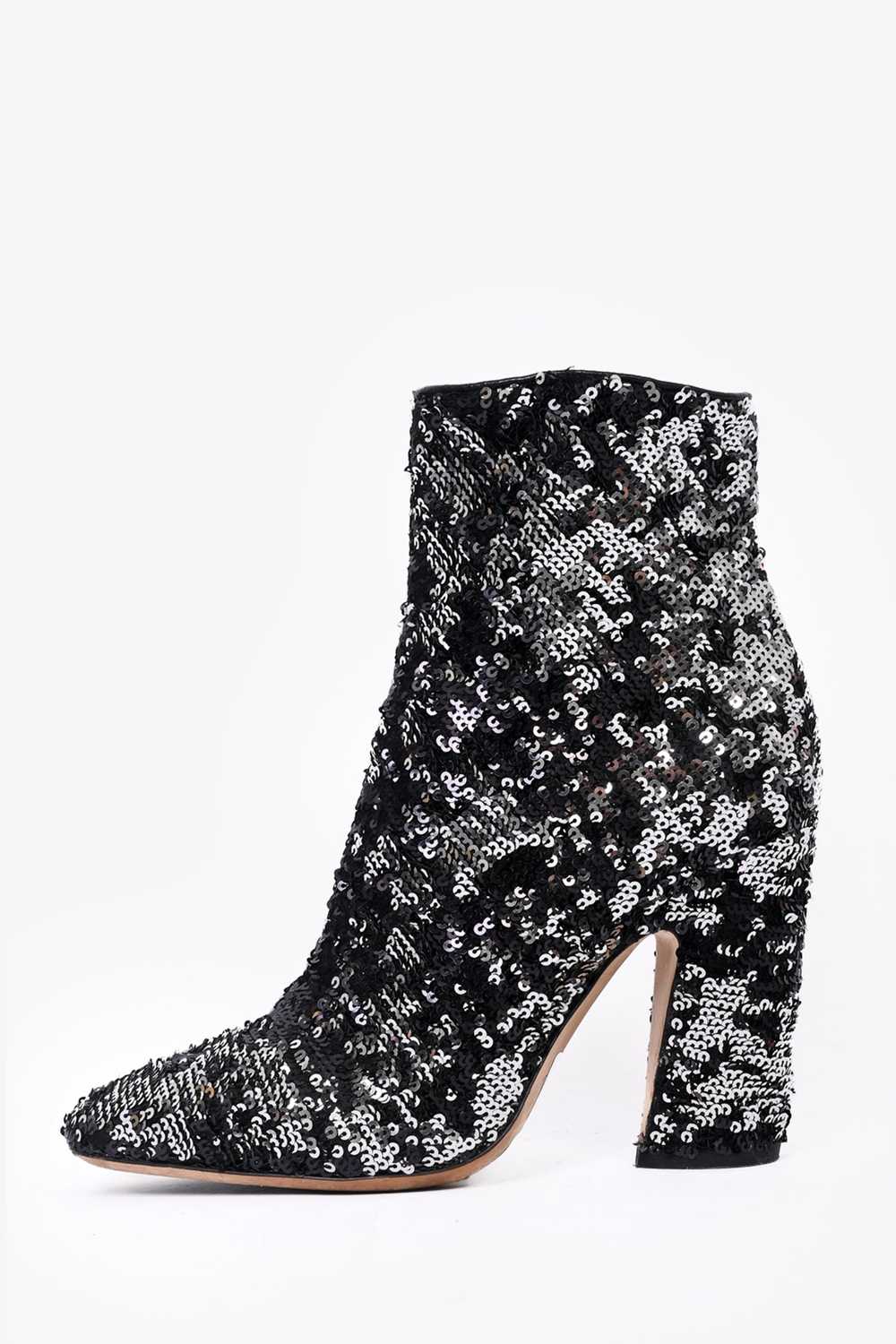 Jimmy Choo Black/Silver Sequin Heeled Boots Size … - image 5