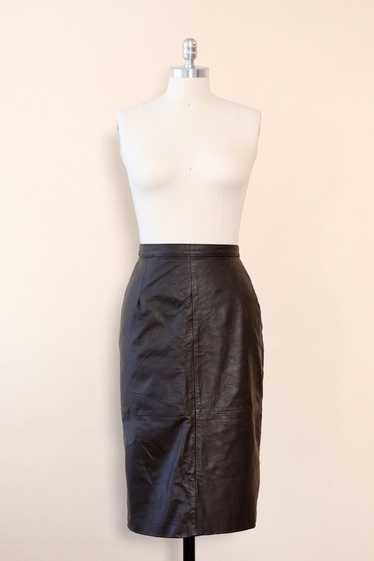 Espresso Leather Pencil Skirt XS - image 1